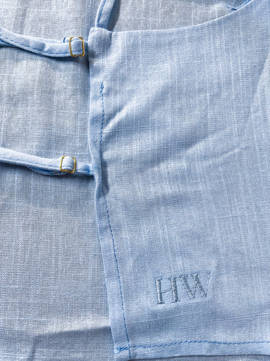 Bare-Back Beauty — Light Blue Linen