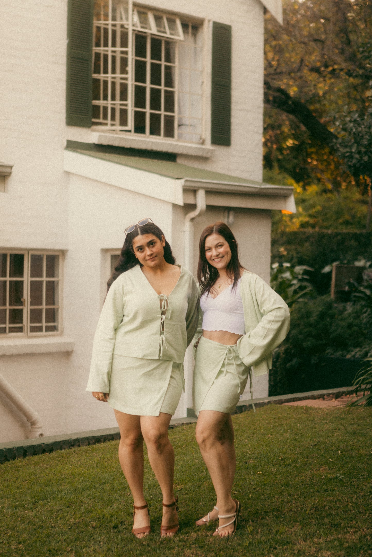 The Matcha Linen Wrap Skirt in Sage Green